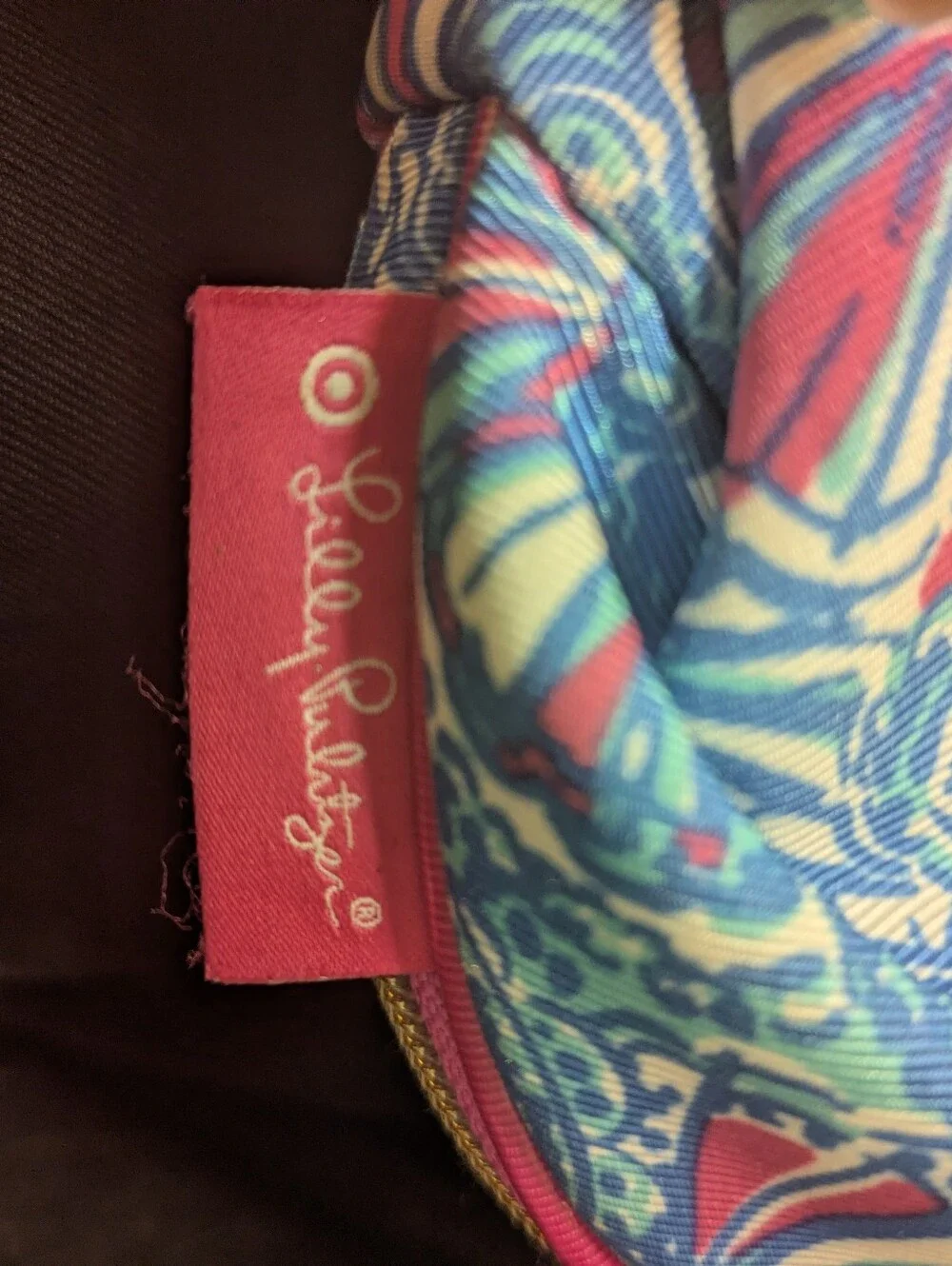 Lily Pulitzer Pink & Blue Pineapple Zip Pouch - Cosmetic Bag